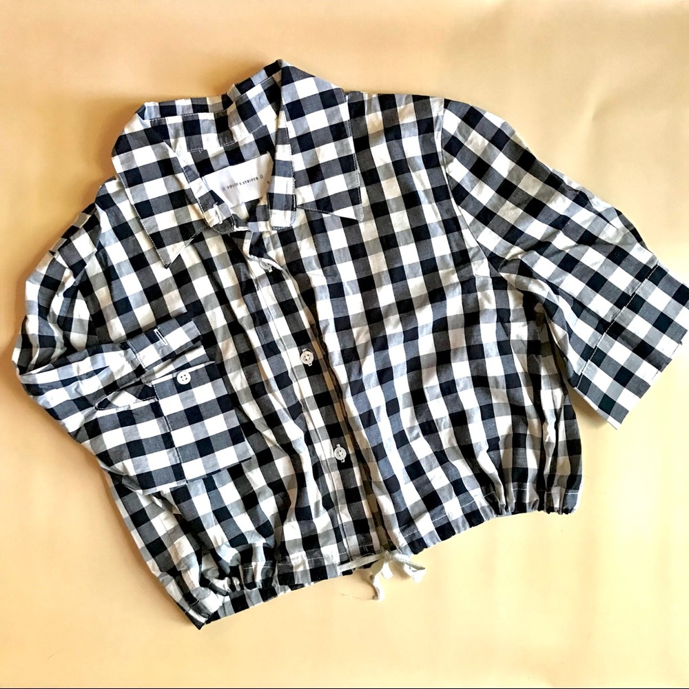 Solid & Striped Gingam Checkered Button Down Top